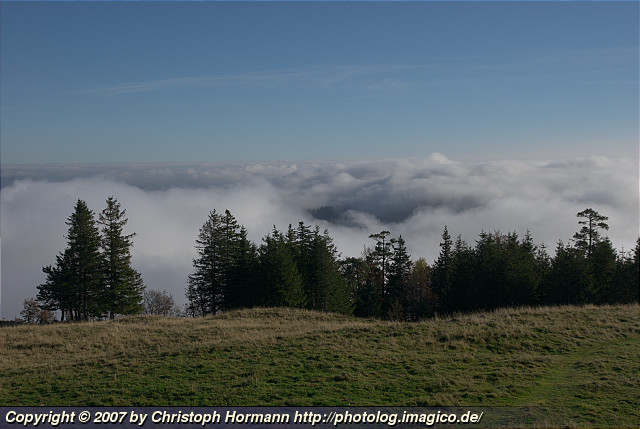 Bild 3: View above the layer of clouds on an early October morning in the Black Forest.
