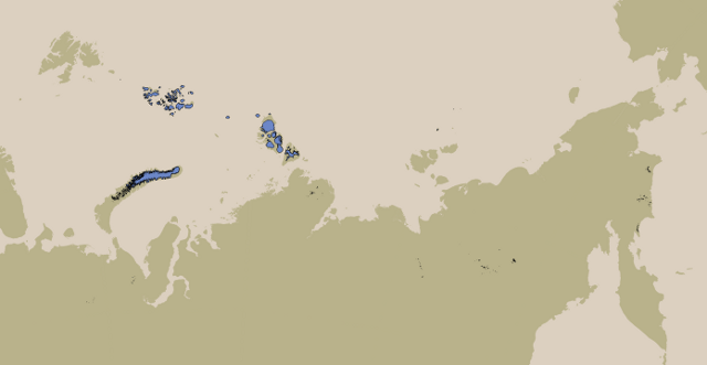 Abdeckung der Gletscherdaten russische Arktis