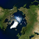 Arktis mit Darstellung den Maximums an eisfreiem Wasser