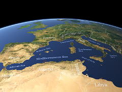 western Mediterranean Sea with labels