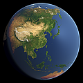 Whole earth view focusing on East Asia