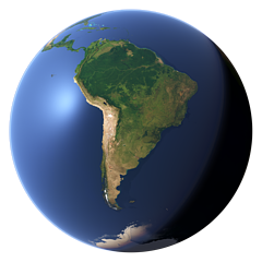 Whole earth view centered on South America