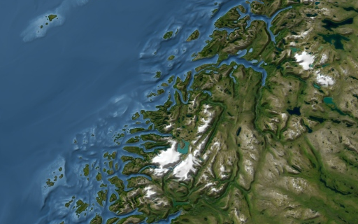 Norwegens Küste in Green Marble mit Bathymetriedarstellung