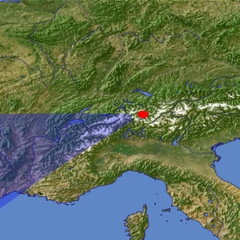 The upper Rhône River location map