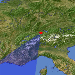 The Bernese Alps from north location map