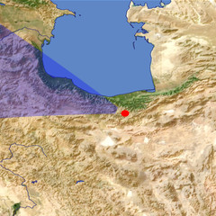 Closeup view of Mount Damavand location map