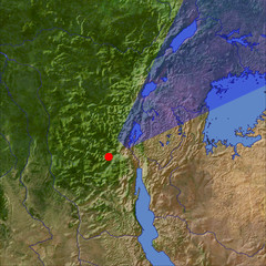 Lake Kivu and the Virunga volcanos location map