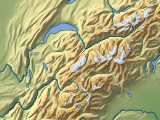 Reliefkarte in Mercator-Projektion von den Alpen