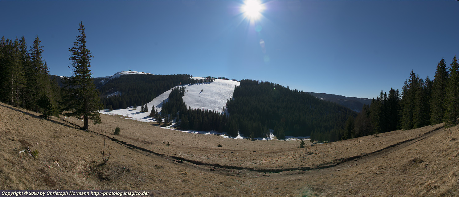 Bild 20: Geringe Schneehöhen Ende Februar in 1300m Höhe im Schwarzwald.  Jetzt, einen Monat später, ist all dies wieder mit Schnee bedeckt.