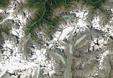 Sentinel-2 mosaic of New Zealand Beispielausschnitt: Southern Alps