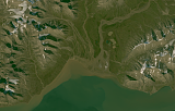 Sentinel-2-Mosaik von Spitzbergen Beispielausschnitt: Van Mijenfjord Nordküste