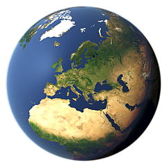 Whole earth view focusing on Europe