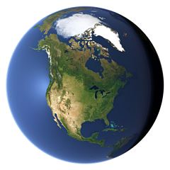Whole earth view centered on North America