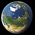 Whole earth view focusing on Siberia and the North Pole